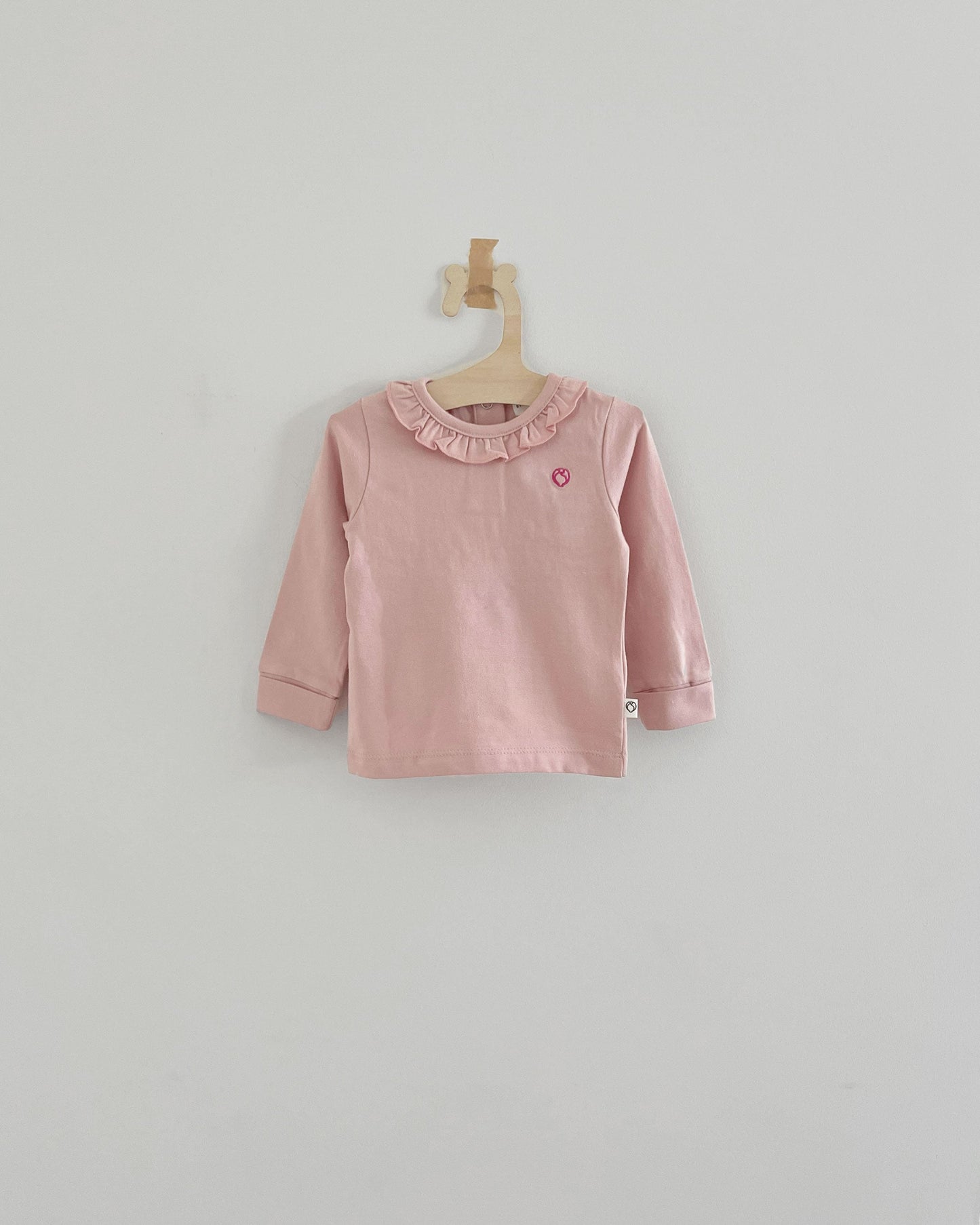 T-shirt jersey ruffle poederroze